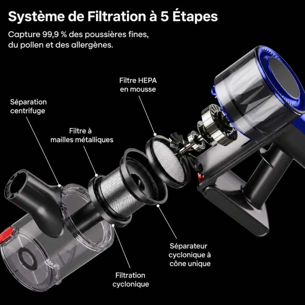 Soluvyn Vertex — Aspirateur Sans Fil Haute Performance